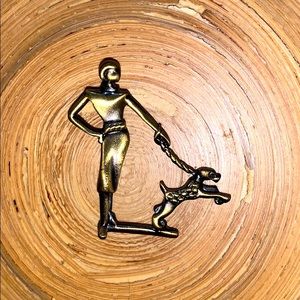 Vintage Woman With Dog Pin